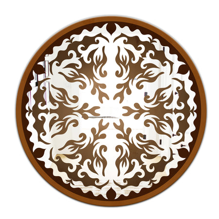 Brown Mandala - Bohemian and Eclectic Mirror - Oval or Round Wall Mirror