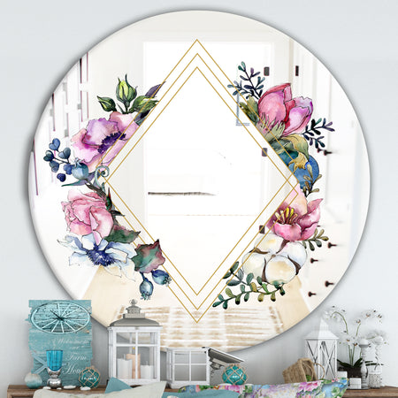 Winter Floral Colors - Cabin and Lodge Mirror - Oval or Round Wall Mirror