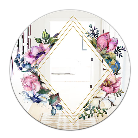 Winter Floral Colors - Cabin and Lodge Mirror - Oval or Round Wall Mirror