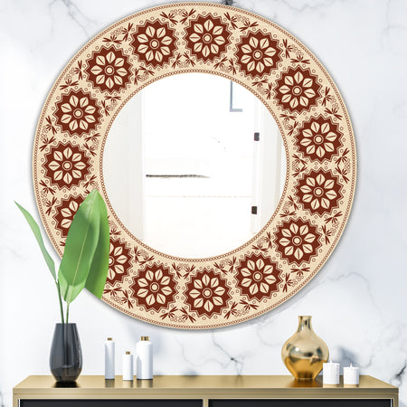 Brown Flower Garland - Bohemian and Eclectic Mirror - Oval or Round Wall Mirror