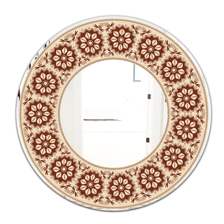 Brown Flower Garland - Bohemian and Eclectic Mirror - Oval or Round Wall Mirror