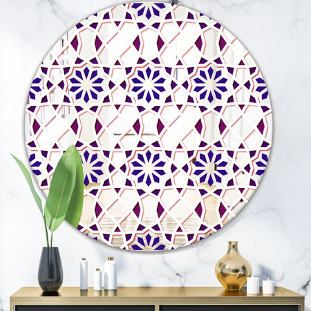 Purple Tiles - Mid-Century Mirror - Oval or Round Decorative Mirror