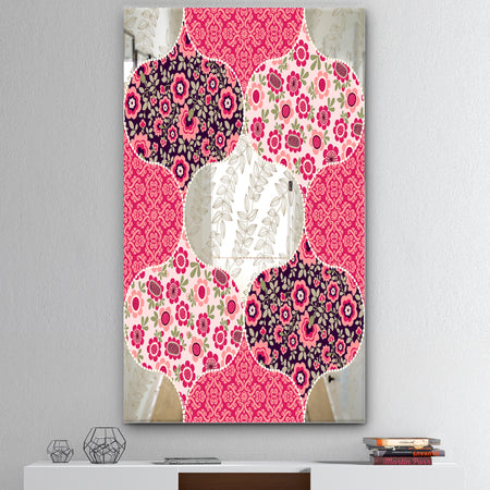 Pink Patchwork - Mid-Century Mirror - Accent Mirror