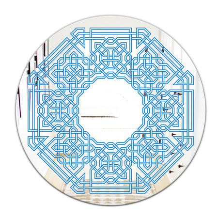 Blue Maze Shape - Mid-Century Mirror - Oval or Round Wall Mirror