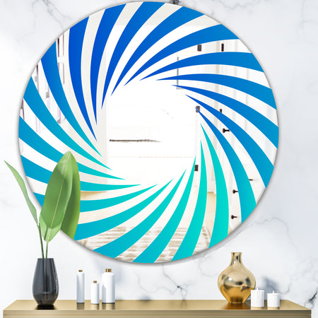 Gradien Blue Lines - Modern Mirror - Oval or Round Wall Mirror