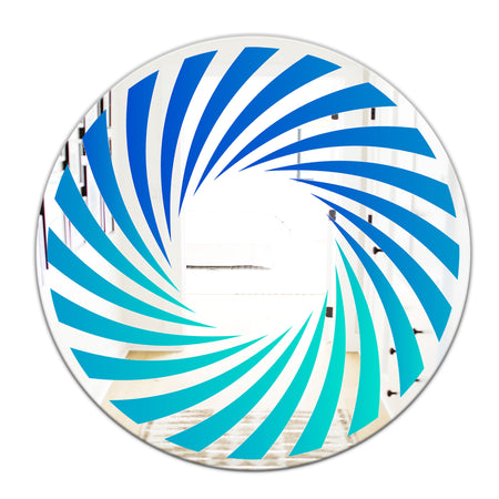 Gradien Blue Lines - Modern Mirror - Oval or Round Wall Mirror