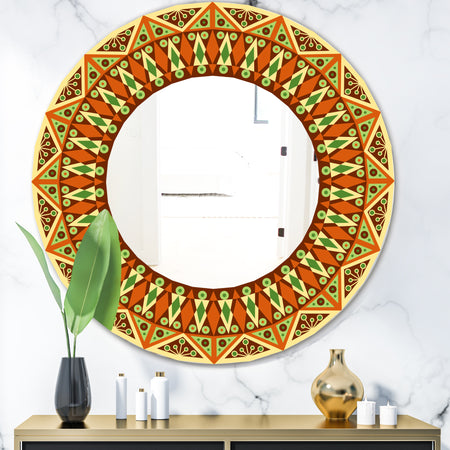 Beige Brown and Orange - Modern Mirror - Oval or Round Wall Mirror