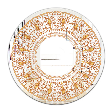 Bohemian Brown Pattern - Bohemian and Eclectic Mirror - Oval or Round Wall Mirror