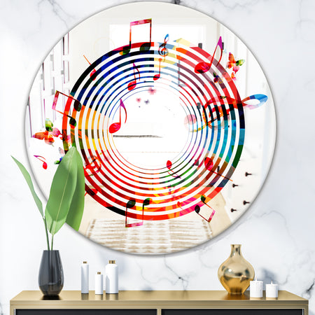 Music Notes IV - Modern Mirror - Contemporary Oval and Circle Wall Mirror