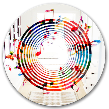 Music Notes IV - Modern Mirror - Contemporary Oval and Circle Wall Mirror