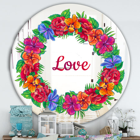 Love and Flowers - Cabin and Lodge Mirror - Oval and Circle Wall Mirror