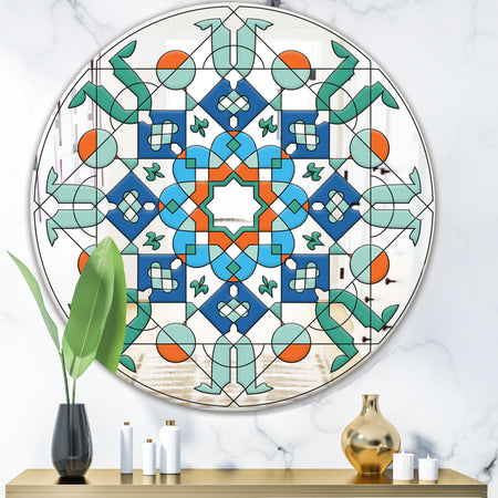 Green Glass Pattern - Mid-Century Mirror - Oval and Circle Wall Mirror