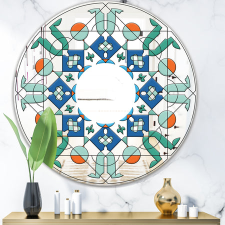 Shades Of Green Glass Pattern - Mid-Century Mirror - Oval or Round Wall Mirror