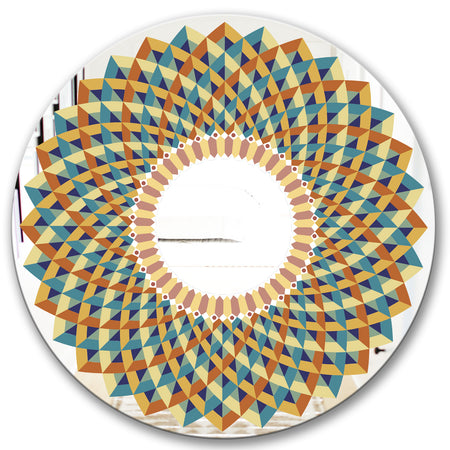 Blue Mosaic Spectrum - Mid-Century Mirror - Oval or Round Wall Mirror