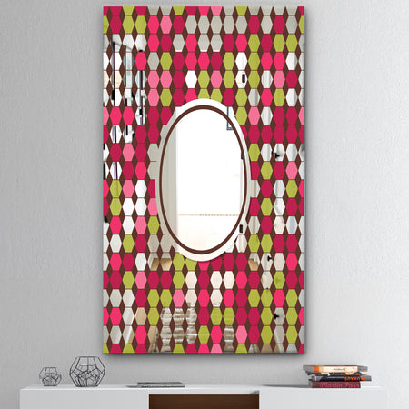 Pink and Green Hexagons - Mid-Century Mirror - Wall Mirror