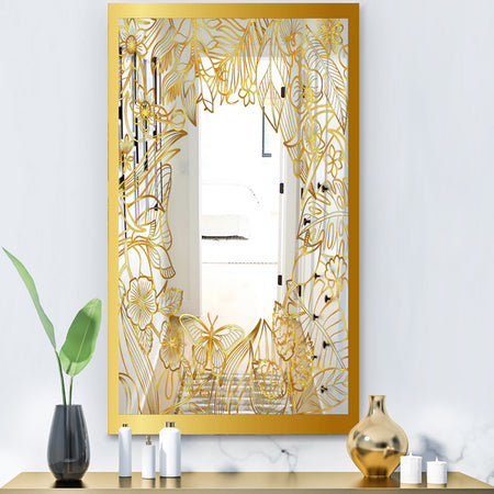 Capital Gold Botanical Bliss 3 - Glam Mirror - Modern Rectangle Wall Mirror