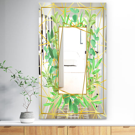 Efflorescent Gold Green 5 - Traditional Mirror - Floral and Modern Large Wall Mirror