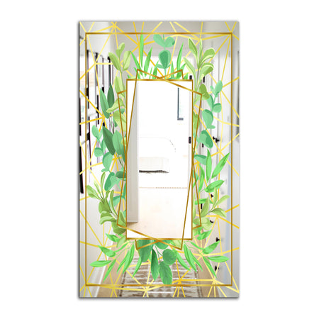 Efflorescent Gold Green 5 - Traditional Mirror - Floral and Modern Large Wall Mirror