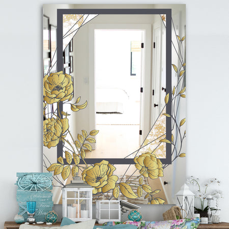 Gold Botanical Blooming 1 - Cabin and Lodge Mirror - Decorative Mirror