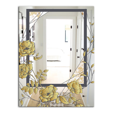 Gold Botanical Blooming 1 - Cabin and Lodge Mirror - Decorative Mirror