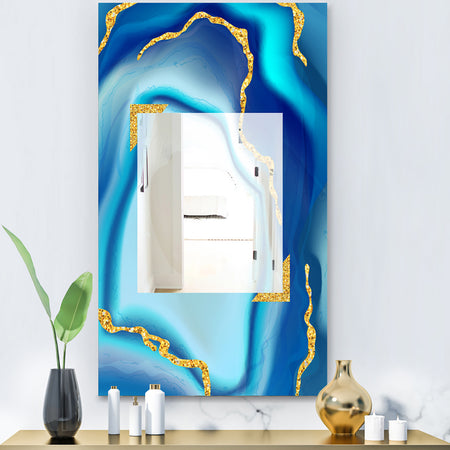 Porch & Den Danube Blue Marbled Frameless Glam Mirror