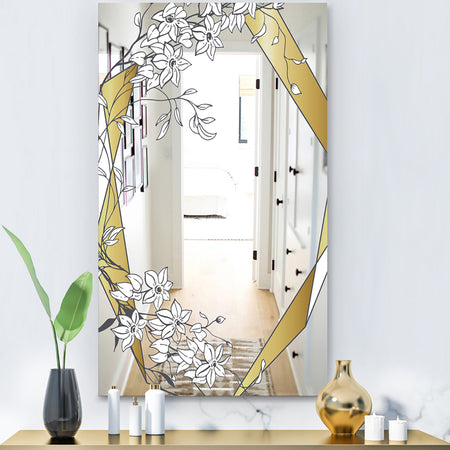 Gold Botanical Blooming 2 - Glam Mirror - Wall Mirror