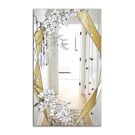 Gold Botanical Blooming 2 - Glam Mirror - Wall Mirror