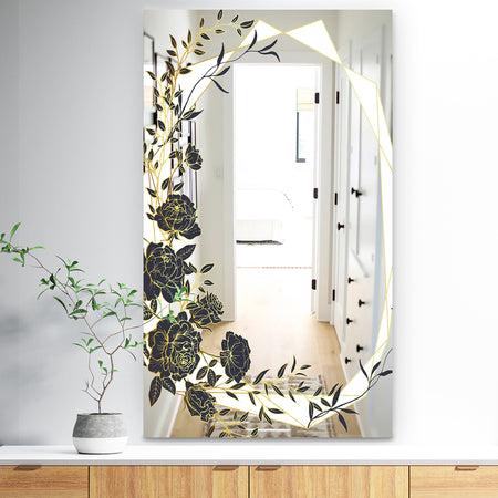 Gold Botanical Obsidian 1 - Traditional Mirror - Bathroom Wall Mirror