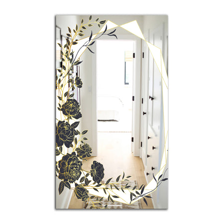 Gold Botanical Obsidian 1 - Traditional Mirror - Bathroom Wall Mirror