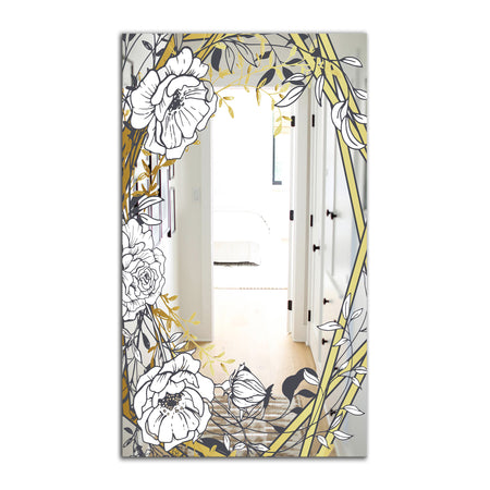 Gold Botanical Blooming 4 - Traditional Mirror - Vanity Mirror