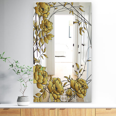 Gold Botanical Blooming 6 - Traditional Mirror - Bathroom Mirror