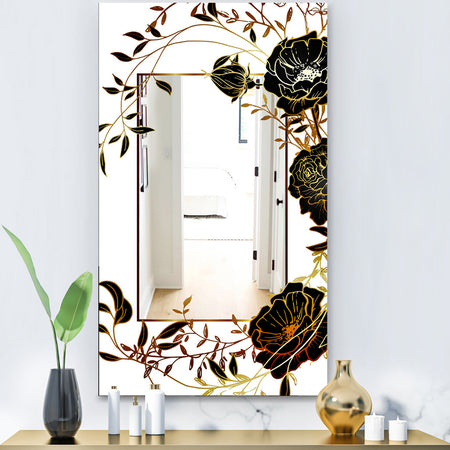 Gold Botanical Blooming 8 - Shabby Chic Mirror - Vanity Mirror