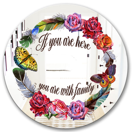 You Are With Family - Cabin and Lodge Mirror - Round Wall Mirror