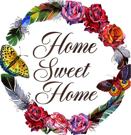 Home Sweet Home Flower Wreath - Cabin and Lodge Mirror - Circle Wall Mirror