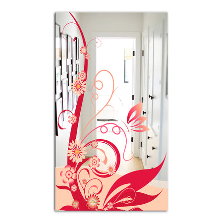 Pink Flower Vibrant Vine - Cabin and Lodge Mirror - Wall Mirror