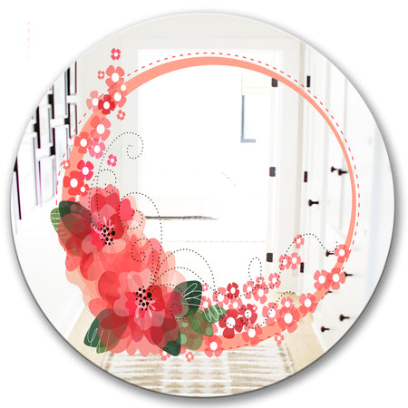 Pink Flower Bouquet - Cabin and Lodge Mirror - Round Wall Mirror