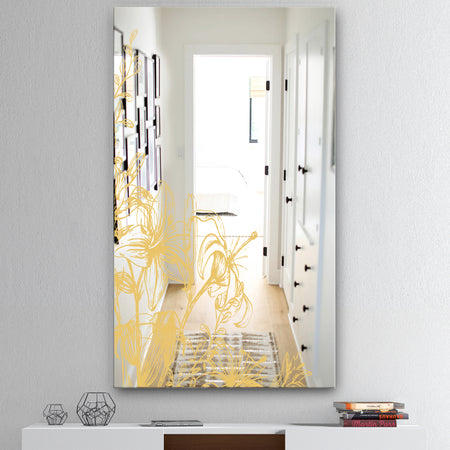 Hand Sketched Orchid and Lily II - Cabin and Lodge Mirror - Vanity Mirror