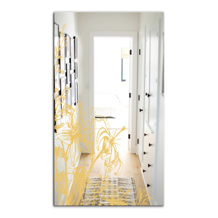 Hand Sketched Orchid and Lily II - Cabin and Lodge Mirror - Vanity Mirror