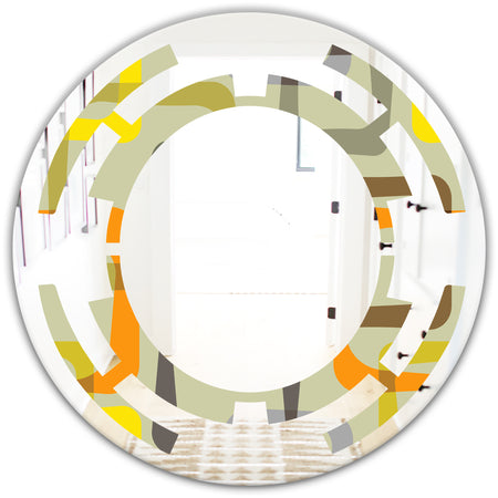 Retro Square Design VII - Modern Round or Oval Wall Mirror - Space