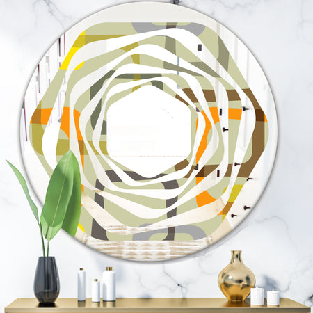 Retro Square Design VII - Modern Round or Oval Wall Mirror - Whirl