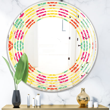 Retro Circular Pattern VII - Modern Round or Oval Wall Mirror - Wave