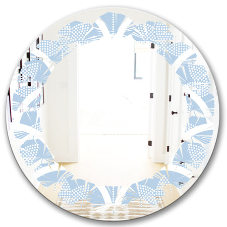 Japanese style Half - Modern Round or Oval Wall Mirror - Leaves