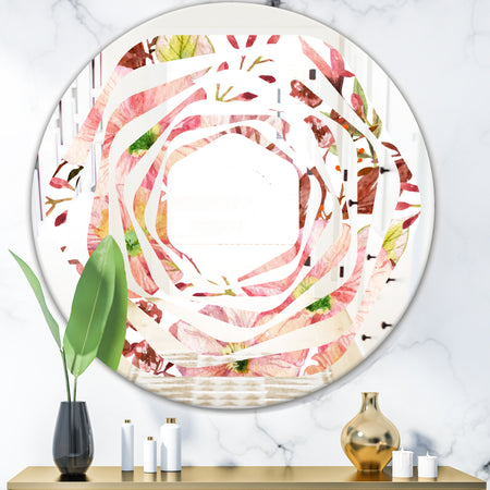 Floral Botanical Retro II - Cottage Round or Oval Wall Mirror - Whirl