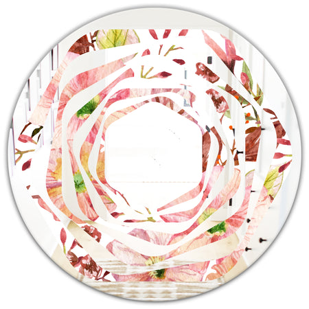 Floral Botanical Retro II - Cottage Round or Oval Wall Mirror - Whirl