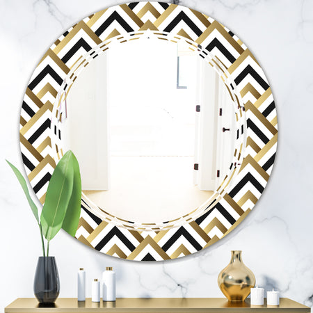 Gold black and white triangle - Modern Round or Oval Wall Mirror - Triple C