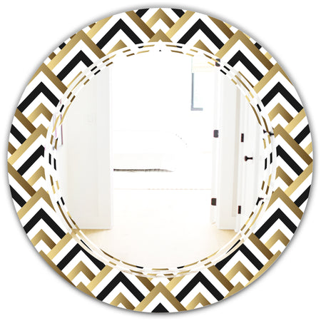 Gold black and white triangle - Modern Round or Oval Wall Mirror - Triple C