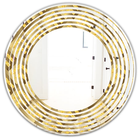 Golden Plaid pattern - Modern Round or Oval Wall Mirror - Wave
