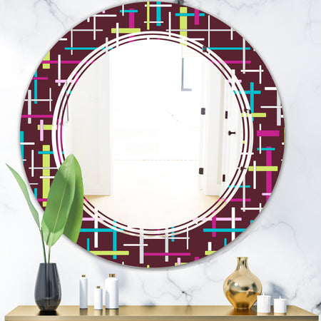 Retro Abstract Design XVII - Modern Round or Oval Wall Mirror - Triple C