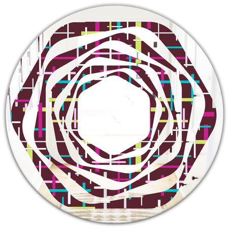 Retro Abstract Design XVII - Modern Round or Oval Wall Mirror - Whirl