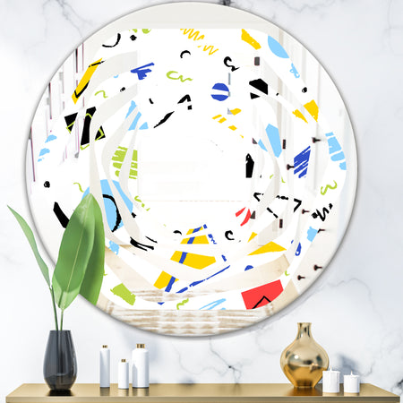 Geometric Retro Design III - Modern Round or Oval Wall Mirror - Whirl